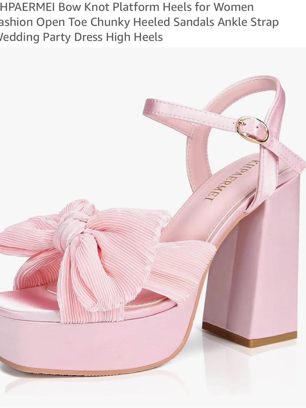 Pink Bow Platform Block Heel Sandals